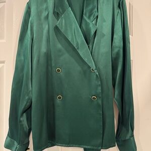 Talbots Elegant Green Satin Blazer